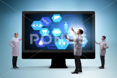 Telehealth concept with doctor doing remote check-up Stock Photos