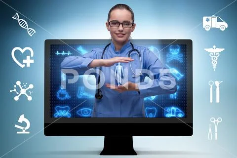 Telehealth concept with doctor doing remote check-up Stock Photos