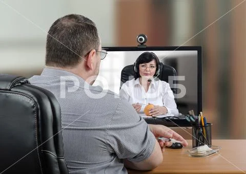 Telehealth patient is ready to insert the syringe into his skin Stock Photos