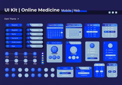 Telehealth services UI elements kit Illustrazione stock