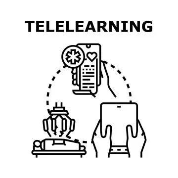 Telelearning concept connecting remote medical education and robotic surgery Stock Illustration