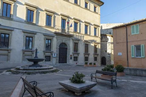 Telematic university in square Risorgimento di Collescipoli Stock Photos