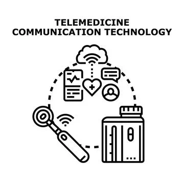 Telemedicine communication technology providing remote health care services Stock Illustration