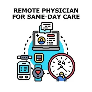 Telemedicine concept for remote physician quick same day care Stock Illustration