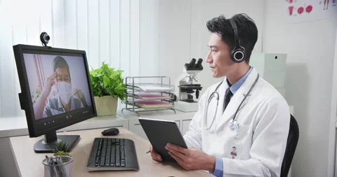 Telemedicine concept on webcam Stock Footage 138192807