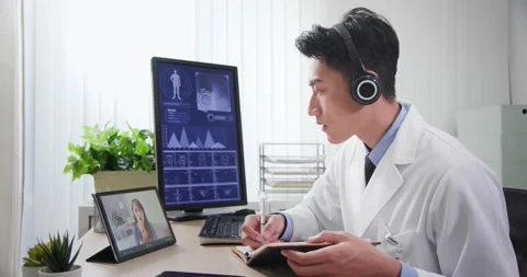 Telemedicine concept on webcam Stock Footage 139350199