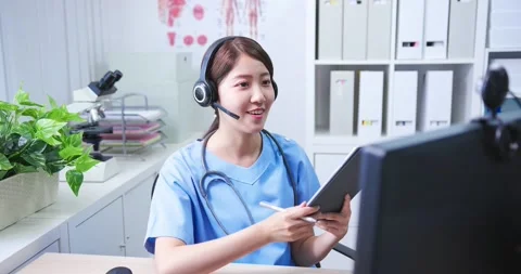 Telemedicine concept on webcam Stock Footage 139448802