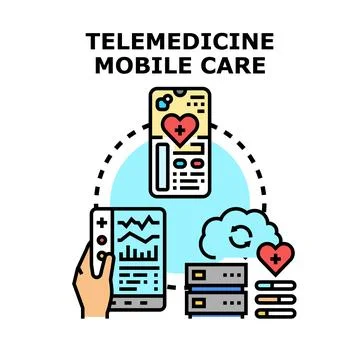 Telemedicine mobile care using digital health technology Stock Illustration