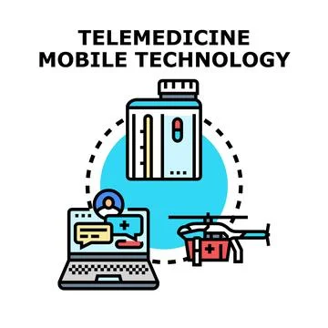 Telemedicine mobile technology providing remote healthcare services Stock Illustration