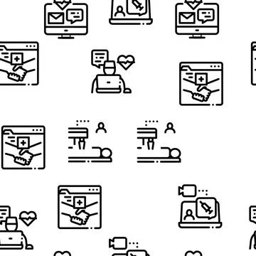 Telemedicine Treatment Seamless Pattern Vector Illustrazione stock
