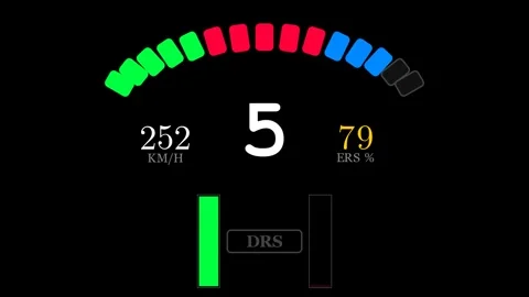 Telemetry-driven F1 Heads-Up Display of F1 car 스톡 동영상 335764380