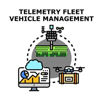 Telemetry fleet vehicle management system monitoring data Stock Illustration