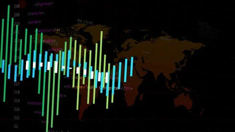 Telemetry pulse arriving, bar waveform shifting right, changing colors, Stock Footage 333648783