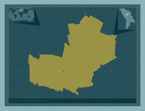Telenesti, Moldova. Solid color shape. Locations of major cities of the regio 스톡 일러스트