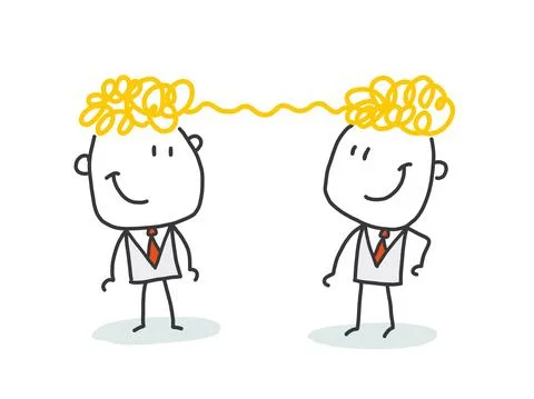 Telepathy Between Human Brains via Brainwaves Stock Illustration