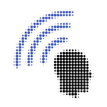 Telepathy Waves Halftone Dotted Icon Stock Illustration