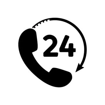 Telephone and clock icon in flat style. Stock Illustration