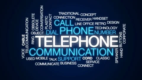 Telephone animated word cloud, text design animation. Stock Footage