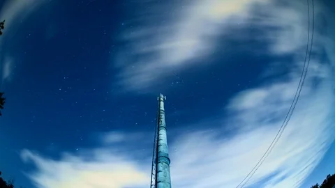 Telephone antenna timelaspe at night with clouds Stock-Footage 124571253