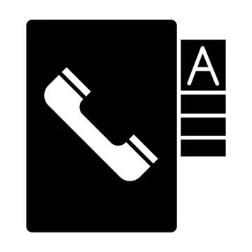 Telephone book solid icon. Phone book vector illustration isolated on white 스톡 일러스트