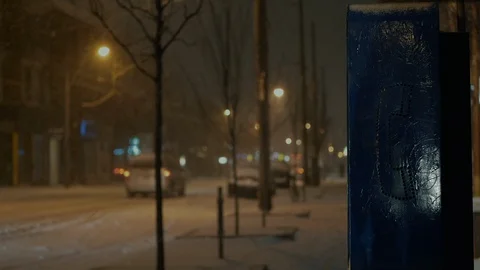 Telephone booth in the snow. Video stock 104018500