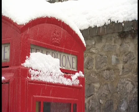 Telephone box in snow Stock Footage 35876253