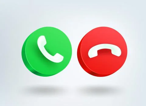 Telephone call buttons. 3d vector mobile application icons Illustrazione stock
