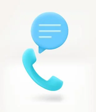 Telephone call concept with speech bubble and handset. 3d vector illustration Stock Illustration