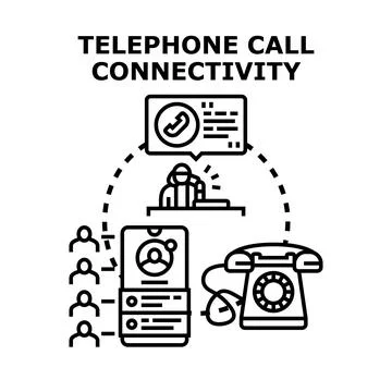 Telephone call connectivity technology and different communication methods Stock Illustration