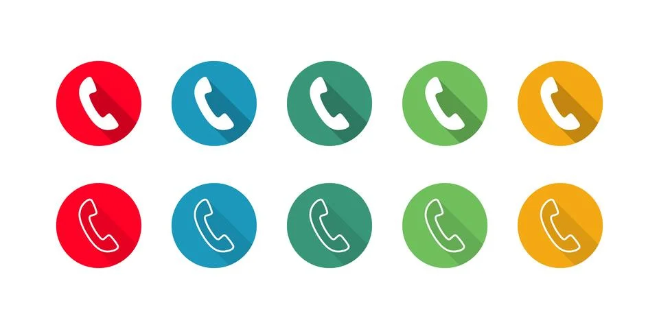 Telephone call Icon set vector with long shadow. Stock Illustration