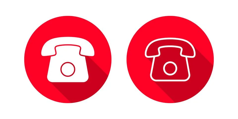 Telephone call Icon set vector illustration with long shadow Stock Illustration