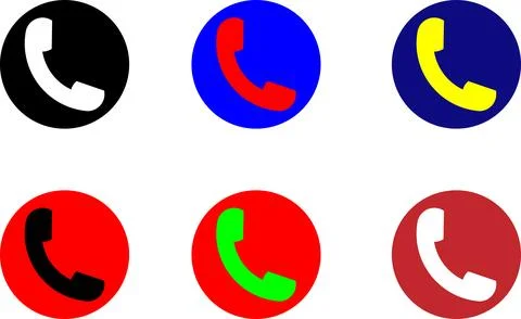 Telephone call icons vector set with circular backgrounds for business Stock Illustration