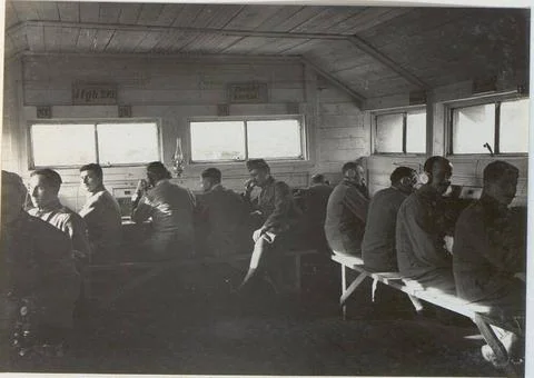 Telephone center at the 40th Division Command in the Jägerhaus in the Wald.. Stock Photos