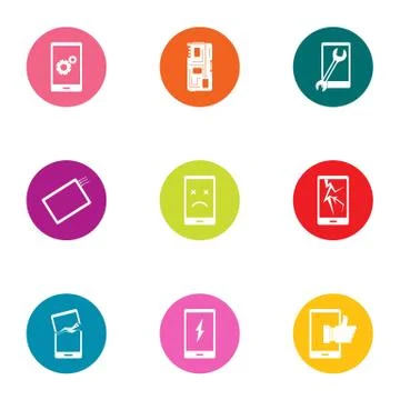 Telephone commerce icons set, flat style Stock Illustration