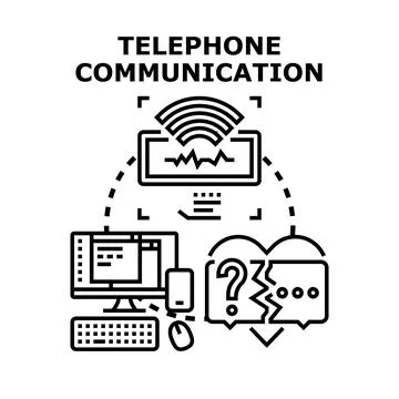 Telephone communication problem and online discussion concept イラスト素材
