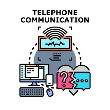 Telephone communication problem and online discussion concept Stock Illustration