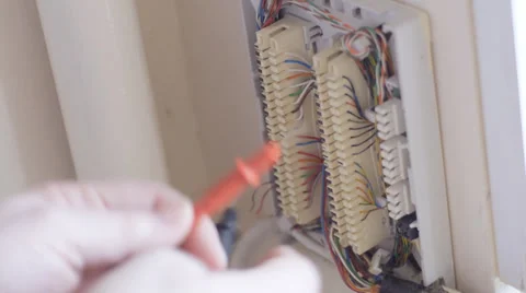 Telephone engineer checking lines Stock Footage 33910849
