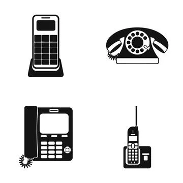 Telephone evolution concept showing landline and cordless phones Stock Illustration