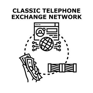 Telephone exchange network technology communication concept icon Stock Illustration