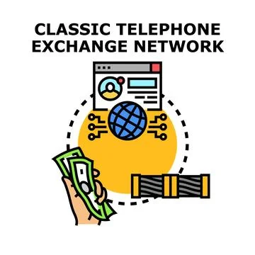 Telephone exchange network technology communication concept icon Stock Illustration