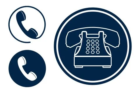 Telephone flat vector icons isolated on white Stock Illustration