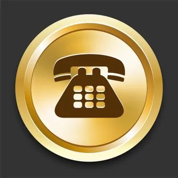 Telephone on Golden Internet Button Stock Illustration