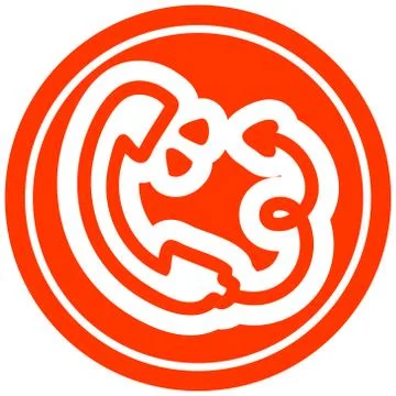 Telephone handset with devil tail circular icon Stock-Illustration