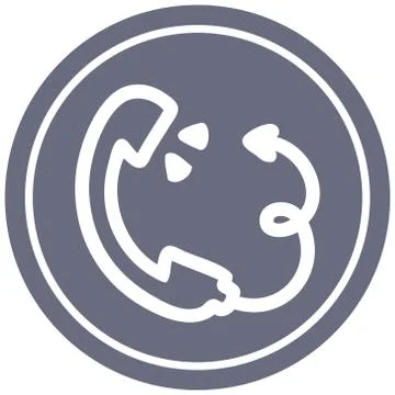 Telephone handset with devil tail circular icon 스톡 일러스트