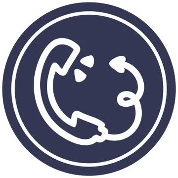 Telephone handset with devil tail circular icon 스톡 일러스트