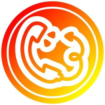 Telephone handset with devil tail circular in hot gradient spectrum Stock Illustration