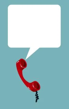 Telephone handset with talk bubble. Stock Illustration