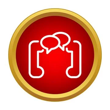 Telephone handsets discussing communication speech bubbles icon Stock Illustration