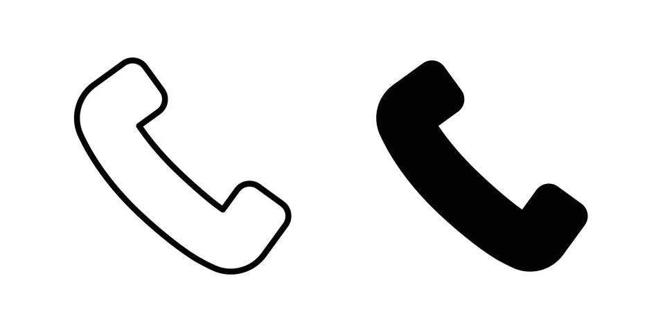 Telephone icon solid, line, and editable vector set. Stock Illustration