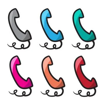 Telephone icon vector line doodle symbols.. Stock Illustration